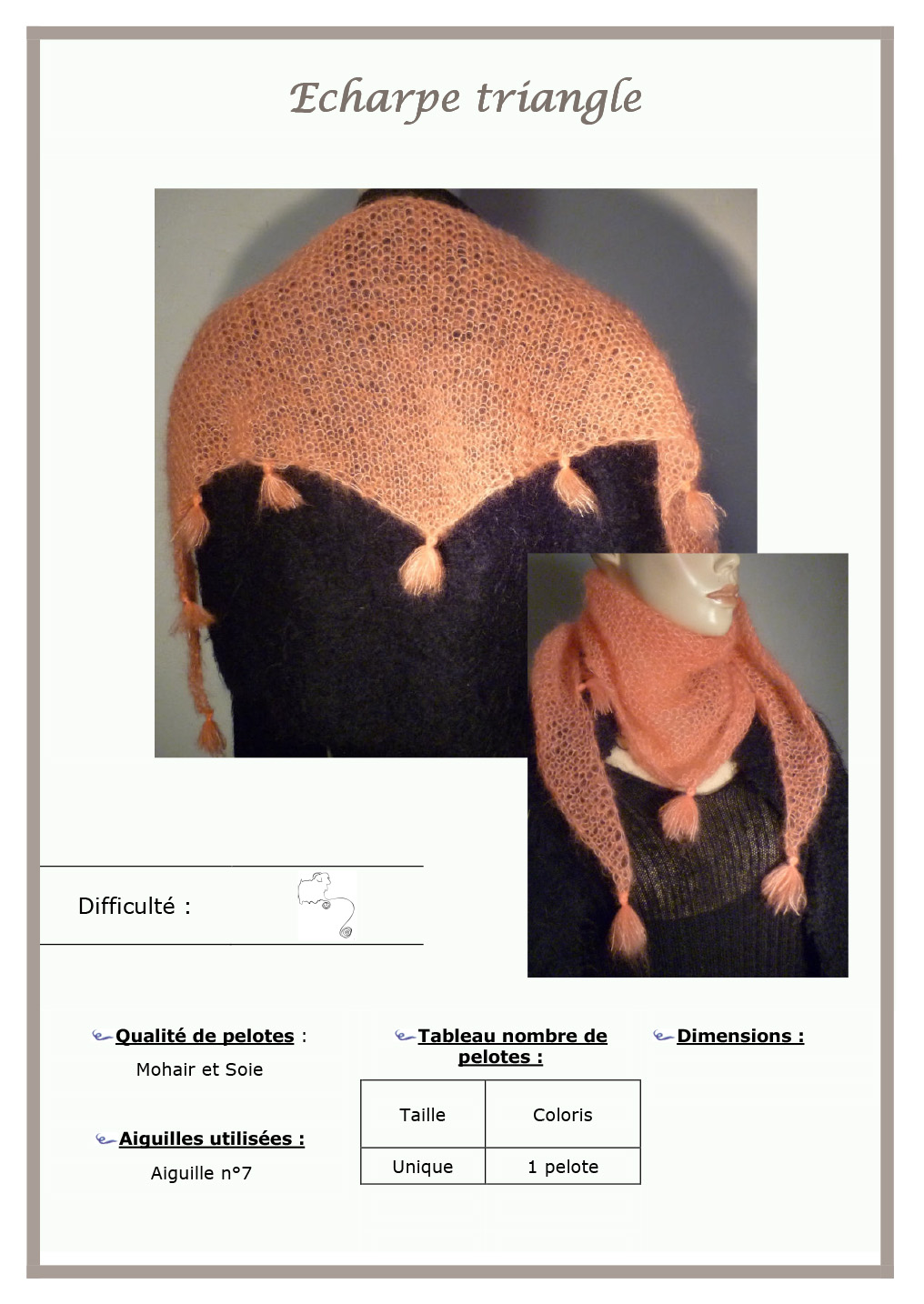 Kit tricot mohair écharpe triangle Cocoon sans aiguille