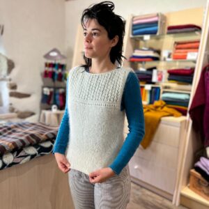 Pull sans manches Ecru mohair soie Mohair d Ardeche