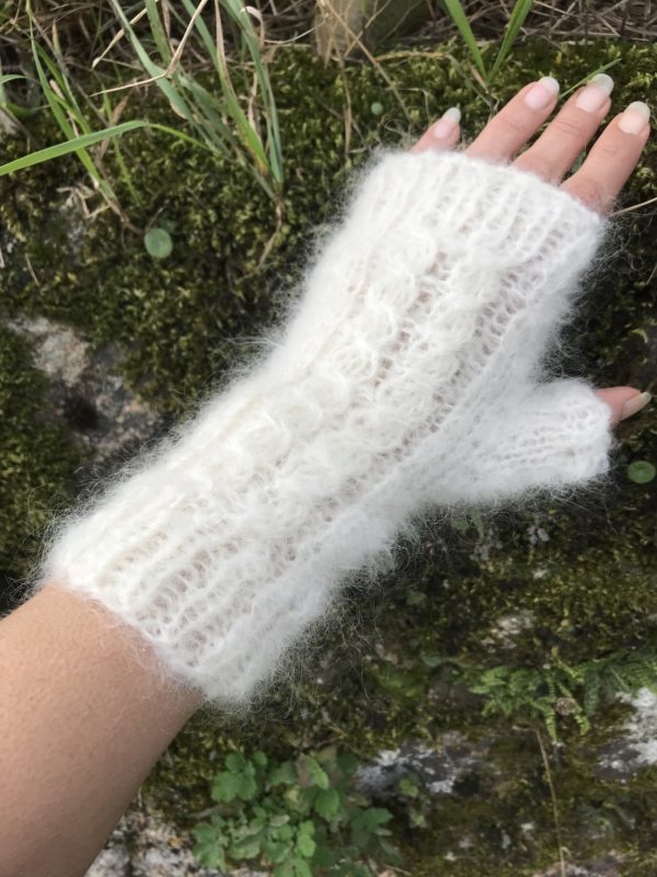 Mitaines Torsades Mohair Ecru